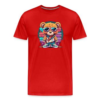 Ours en peluche Grafitti - T-shirt bio Premium Homme - rouge - Devant - Damien (186cm)