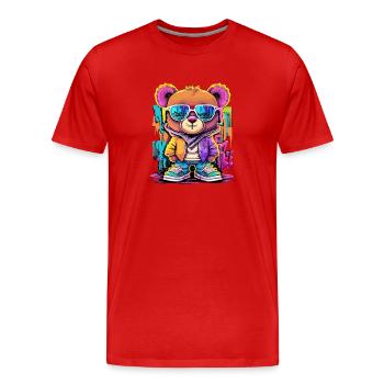 Ours en peluche Grafitti - T-shirt bio Premium Homme - rouge - Devant - Damien (186cm)