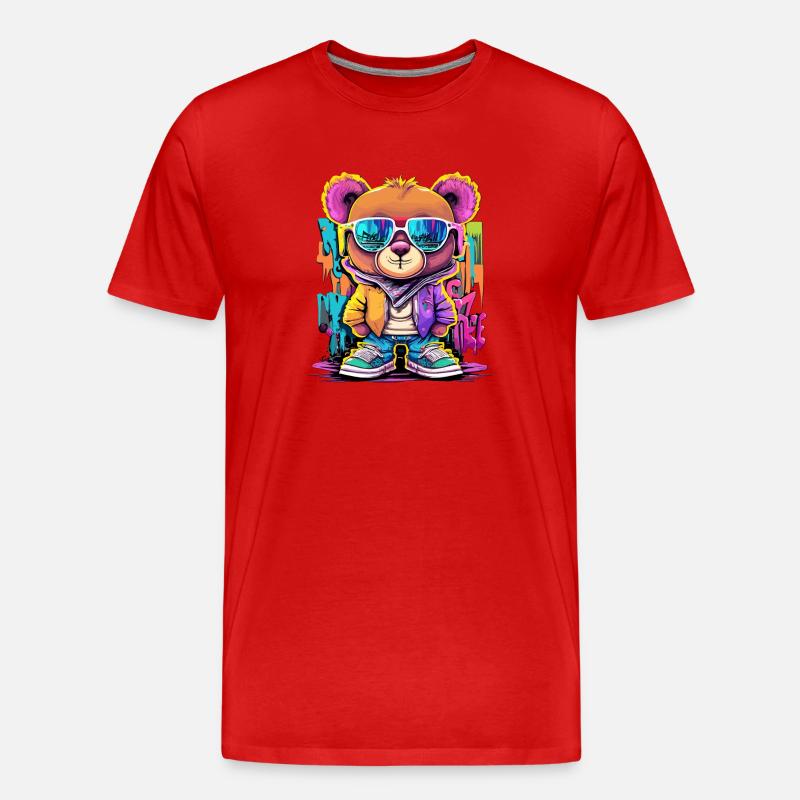 Grafitti teddy bear - Männer Premium Bio T-Shirt - Rot