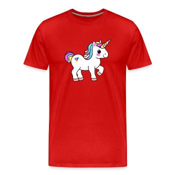Licorne Fille Licorne Bête Mythique Licornes - T-shirt bio Premium Homme - rouge - Devant - Damien (186cm)