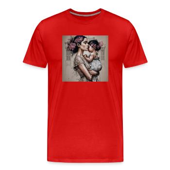 maman et fille - T-shirt bio Premium Homme - rouge - Devant - Damien (186cm)