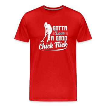 Gotta Love A Good Chick Flick Field Hockey Player - Männer Premium Bio T-Shirt - Rot - Vorne - Damien (186cm)