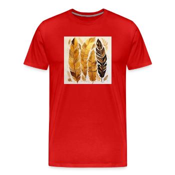 Plumes Bohème - T-shirt bio Premium Homme - rouge - Devant - Damien (186cm)
