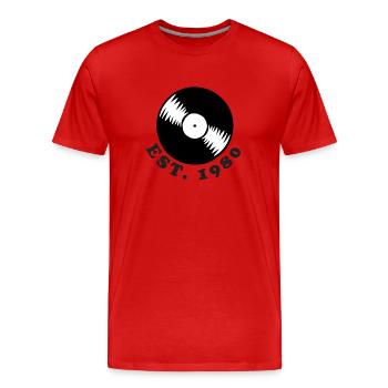 Vintage 1980 - Männer Premium Bio T-Shirt - Rot - Vorne - Damien (186cm)