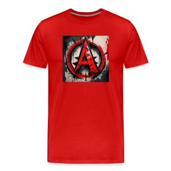 gegen alle Autoritäten außer meiner Mutter - Männer Premium Bio T-Shirt - Rot - Vorne - Damien (186cm)