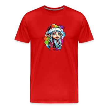 Diablotin / Nain / Fée / Noël / Elfe - T-shirt bio Premium Homme - rouge - Devant - Damien (186cm)