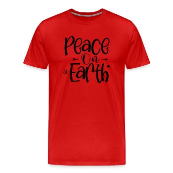 Peace On Earth - Men's Premium Organic T-Shirt - red - Front - Damien (186cm)