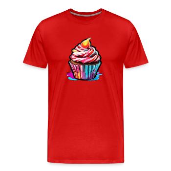 Cupcake / Muffin / Gebäck / Dessert / Kuchen - Männer Premium Bio T-Shirt - Rot - Vorne - Damien (186cm)