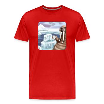 Walross Klimawandel - Männer Premium Bio T-Shirt - Rot - Vorne - Damien (186cm)