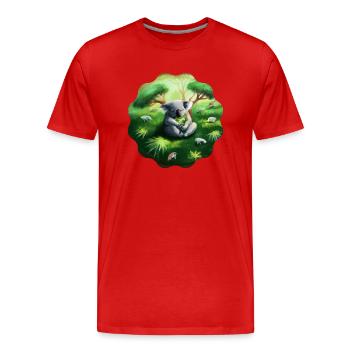 Koala endormi - T-shirt bio Premium Homme - rouge - Devant - Damien (186cm)