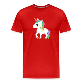 Unicorn Girl Unicorns Mythical Beast Unicorn - Men's Premium Organic T-Shirt - red - Front - Damien (186cm)