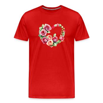 Fiançailles, Saint-Valentin, Mariage, Amour, Fête des mères - T-shirt bio Premium Homme - rouge - Devant - Damien (186cm)