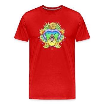 FlyTime, noeud papillon, bouche avec langue - T-shirt bio Premium Homme - rouge - Devant - Damien (186cm)