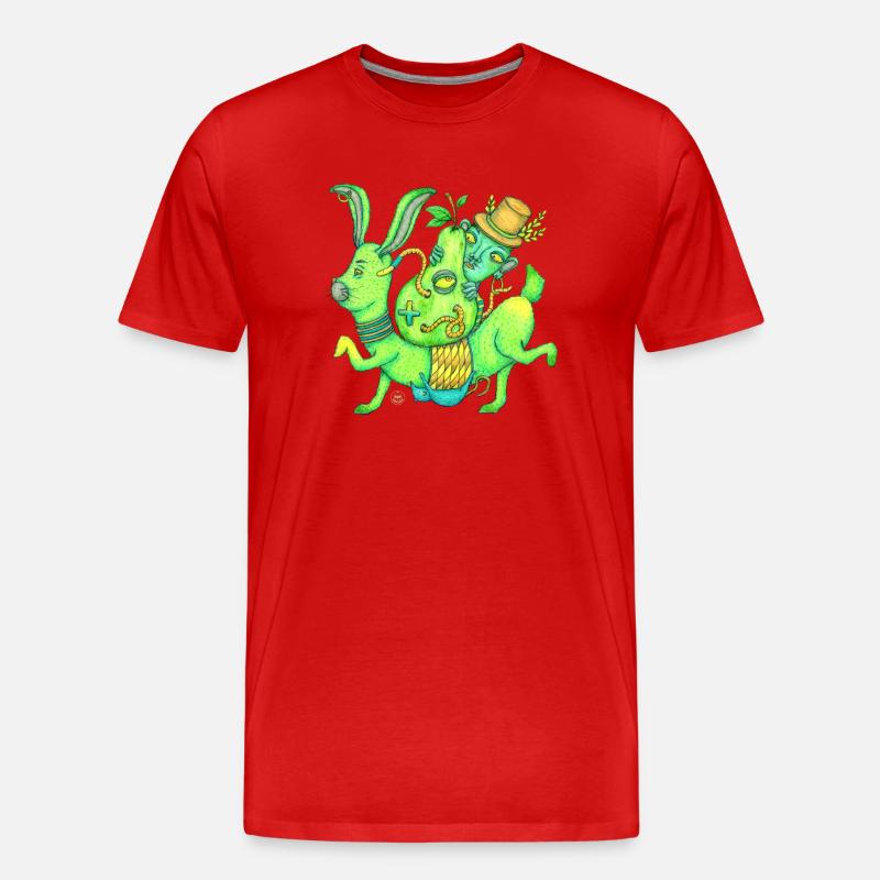 Magic, Hase, Zauberer, Birne - Männer Premium Bio T-Shirt - Rot