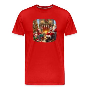 Père Noël réveillon de Noël famille renne - T-shirt bio Premium Homme - rouge - Devant - Damien (186cm)