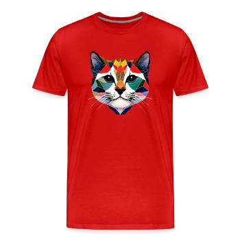 Chat, Propriétaire de chat, Chaton, Animal de compagnie, Chat domestique - T-shirt bio Premium Homme - rouge - Devant - Damien (186cm)