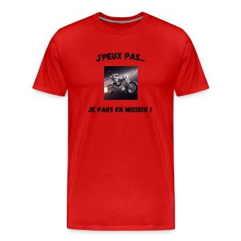 J'peux pas... je pars en mission ! - T-shirt bio Premium Homme - rouge - Devant - Damien (186cm)