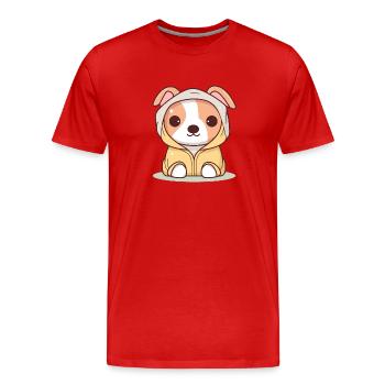 Dog - Kawaii Style - Men's Premium Organic T-Shirt - red - Front - Damien (186cm)