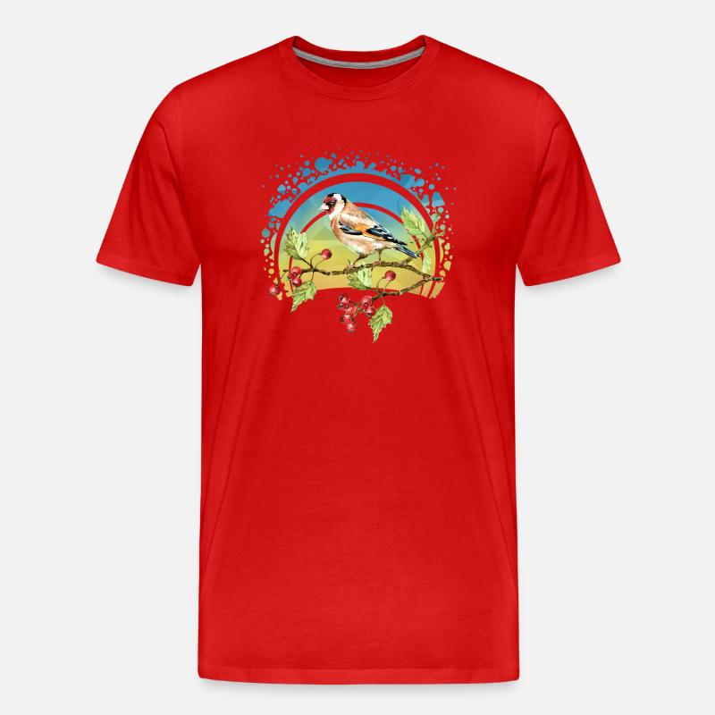 Bunter Vogel - Männer Premium Bio T-Shirt - Rot