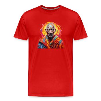 Le moine coloré - T-shirt bio Premium Homme - rouge - Devant - Damien (186cm)
