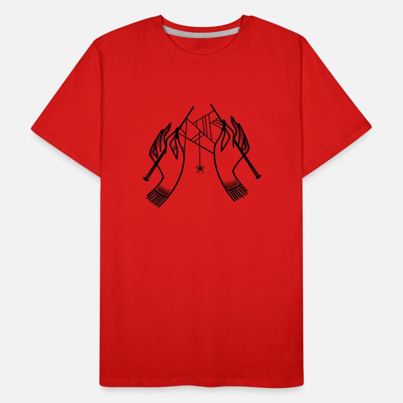 Witchcore Boho Hands Knitting Spiderwebs Men's Premium Organic T-Shirt
