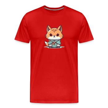 Fuchs - Kawaii Style - Männer Premium Bio T-Shirt - Rot - Vorne - Damien (186cm)