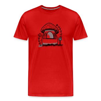 Dark style Tattoo Mushroom House - Men's Premium Organic T-Shirt - red - Front - Damien (186cm)
