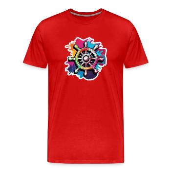 Volant coloré / ancre / ahoy / navire / bateau - T-shirt bio Premium Homme - rouge - Devant - Damien (186cm)