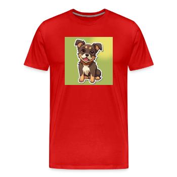 Dessin animé de chien 8 - T-shirt bio Premium Homme - rouge - Devant - Damien (186cm)
