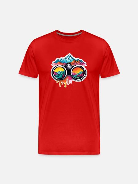 Binoculars / Observation / Observation / Adventure - Men's Premium Organic T-Shirt - red