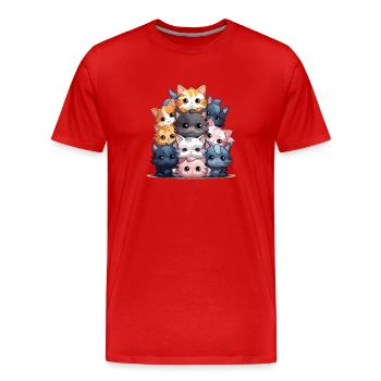 Cat - Kawaii Style - Men's Premium Organic T-Shirt - red - Front - Damien (186cm)