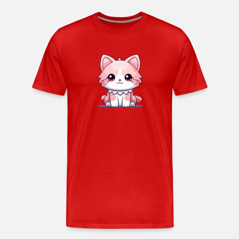 Katze - Kawaii Style - Männer Premium Bio T-Shirt - Rot