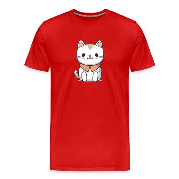Katze - Kawaii Style - Männer Premium Bio T-Shirt - Rot - Vorne - Damien (186cm)