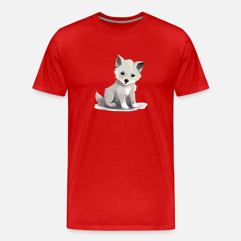 Aki, das Wolfsbaby - Männer Premium Bio T-Shirt - Rot