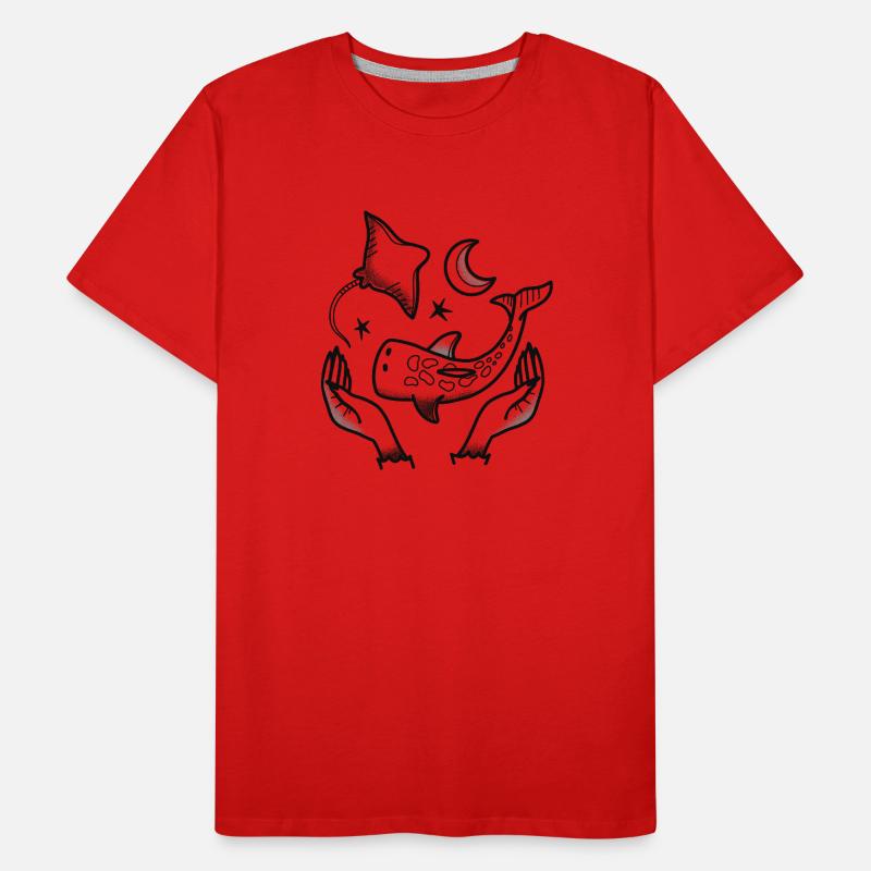 Witchcore Tattoo style Hands, Whale shark stingray Men's Premium Organic T-Shirt