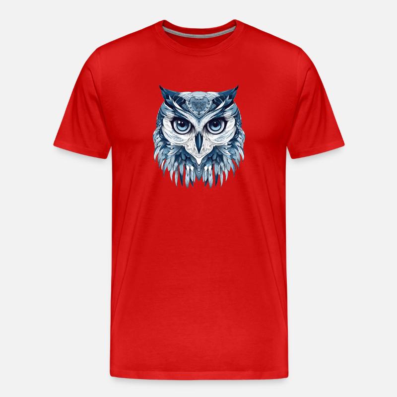 Owl Eule - Männer Premium Bio T-Shirt - Rot