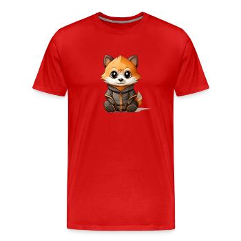 Raccoon - Kawaii Style - Men's Premium Organic T-Shirt - red - Front - Damien (186cm)