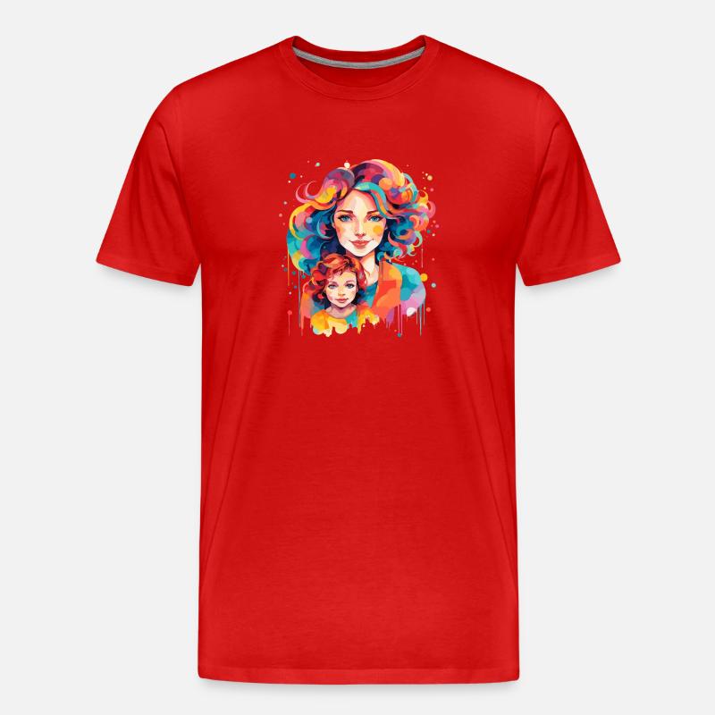 Mutter & Tochter - Männer Premium Bio T-Shirt - Rot