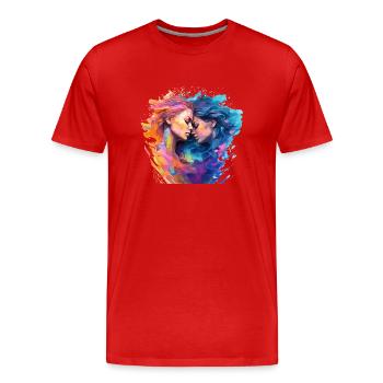 Amour sans frontières - T-shirt bio Premium Homme - rouge - Devant - Damien (186cm)