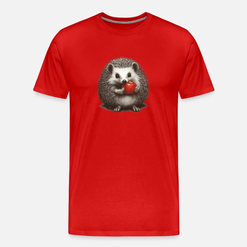 Igel mit Apfel 1 - Männer Premium Bio T-Shirt - Rot