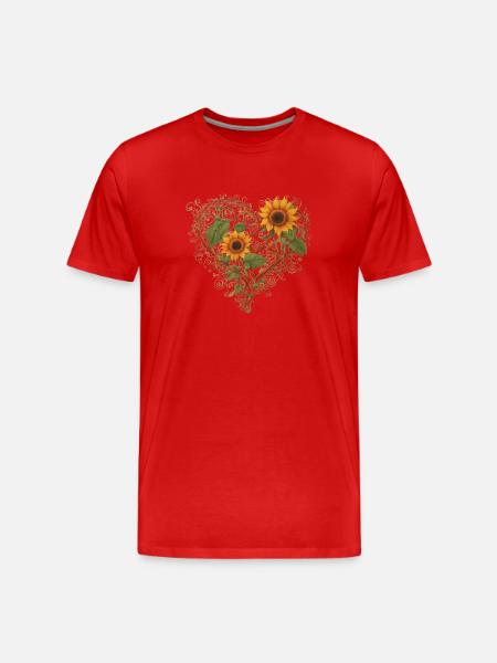 Herz im Herbst - Männer Premium Bio T-Shirt - Rot