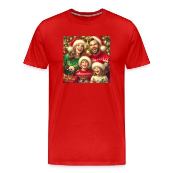 Joyeux Noël en famille - T-shirt bio Premium Homme - rouge - Devant - Damien (186cm)