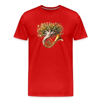 Horn Tree Music Orchestra - Men's Premium Organic T-Shirt - red - Front - Damien (186cm)