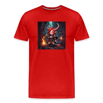 Sorcière Magie Conte de Fées Fille - T-shirt bio Premium Homme - rouge - Devant - Damien (186cm)