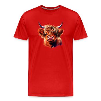 Illustration de l’écorce du bétail des Highlands - T-shirt bio Premium Homme - rouge - Devant - Damien (186cm)