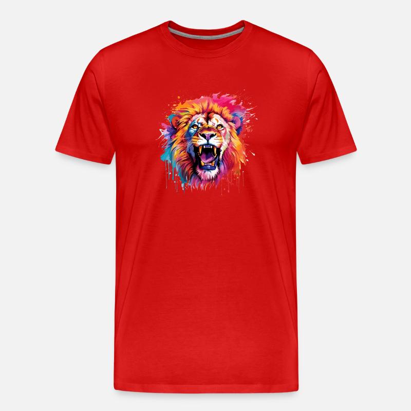 Löwe - Männer Premium Bio T-Shirt - Rot