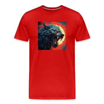 Werewolf Monster in a comic style - Men's Premium Organic T-Shirt - red - Front - Damien (186cm)