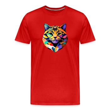 Chat, Propriétaire de chat, Chaton, Animal de compagnie, Chat domestique - T-shirt bio Premium Homme - rouge - Devant - Damien (186cm)
