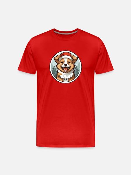 Dog Christmas Design - Kawaii Style - Men's Premium Organic T-Shirt - red