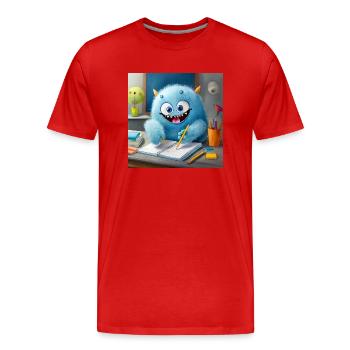 mignon petit monstre moelleux brosse à dents devoirs - T-shirt bio Premium Homme - rouge - Devant - Damien (186cm)